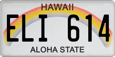 HI license plate ELI614