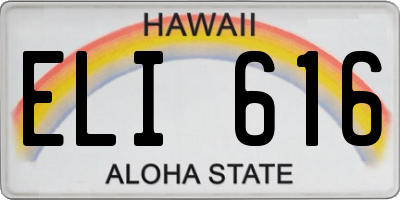 HI license plate ELI616