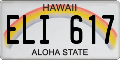 HI license plate ELI617