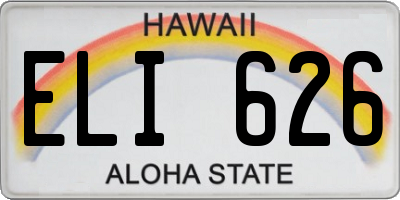 HI license plate ELI626