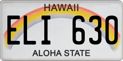 HI license plate ELI630
