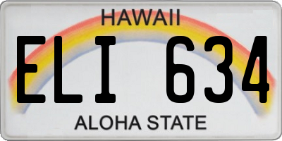 HI license plate ELI634