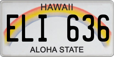 HI license plate ELI636