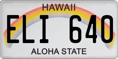HI license plate ELI640