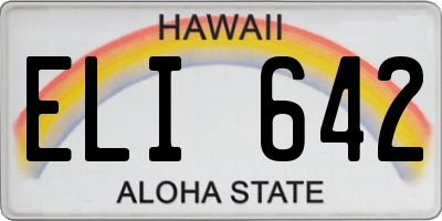 HI license plate ELI642