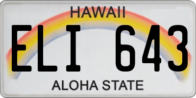 HI license plate ELI643