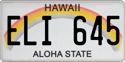 HI license plate ELI645