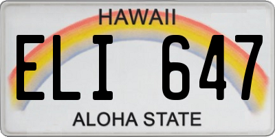 HI license plate ELI647