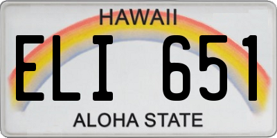 HI license plate ELI651