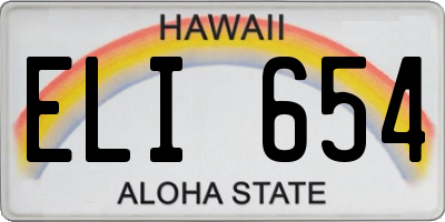 HI license plate ELI654