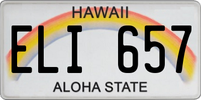 HI license plate ELI657