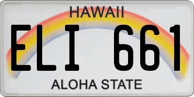 HI license plate ELI661