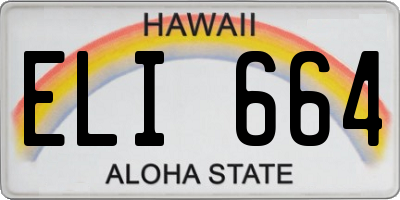 HI license plate ELI664