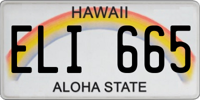 HI license plate ELI665