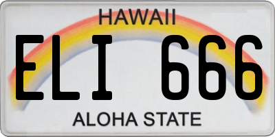 HI license plate ELI666