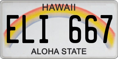 HI license plate ELI667