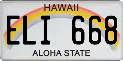 HI license plate ELI668