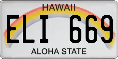 HI license plate ELI669