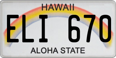 HI license plate ELI670