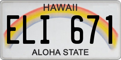 HI license plate ELI671