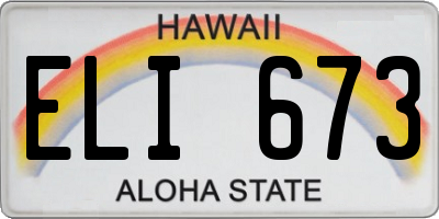 HI license plate ELI673