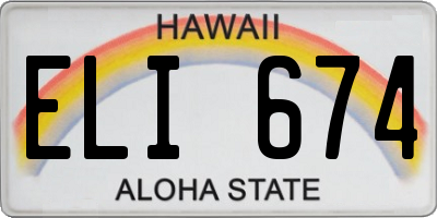 HI license plate ELI674