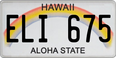 HI license plate ELI675
