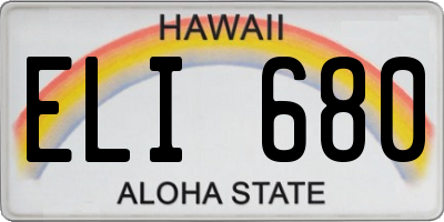 HI license plate ELI680