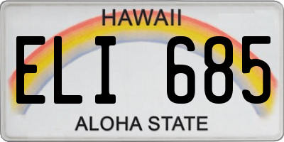 HI license plate ELI685