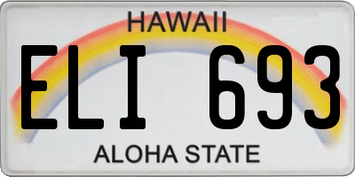 HI license plate ELI693