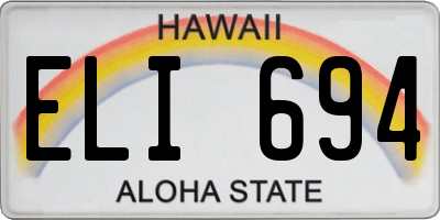 HI license plate ELI694