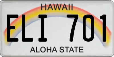 HI license plate ELI701
