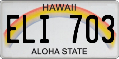 HI license plate ELI703