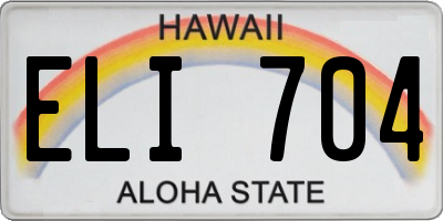 HI license plate ELI704