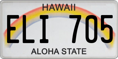 HI license plate ELI705