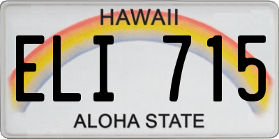 HI license plate ELI715