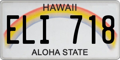 HI license plate ELI718
