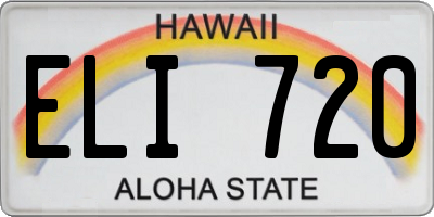 HI license plate ELI720