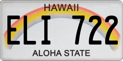 HI license plate ELI722