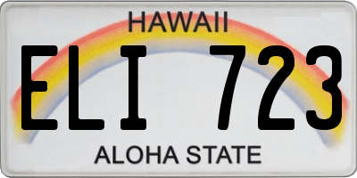 HI license plate ELI723