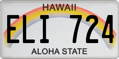 HI license plate ELI724