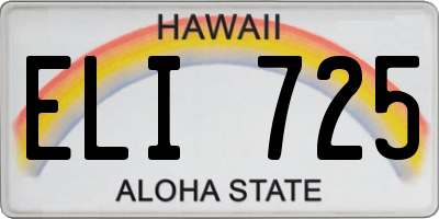 HI license plate ELI725