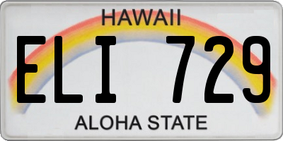 HI license plate ELI729