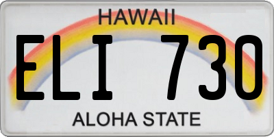 HI license plate ELI730