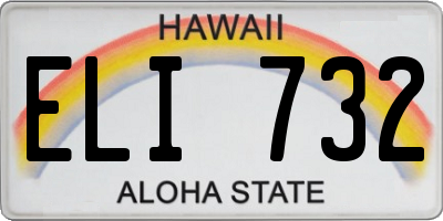 HI license plate ELI732