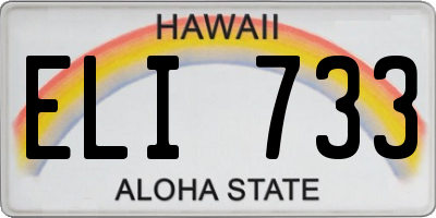 HI license plate ELI733