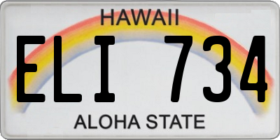 HI license plate ELI734