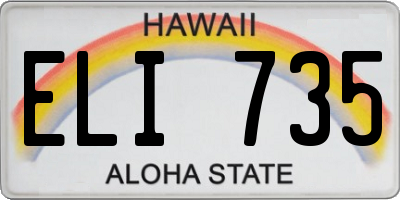 HI license plate ELI735