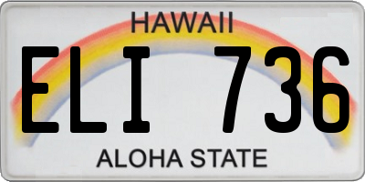 HI license plate ELI736