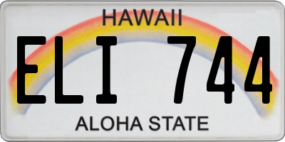 HI license plate ELI744